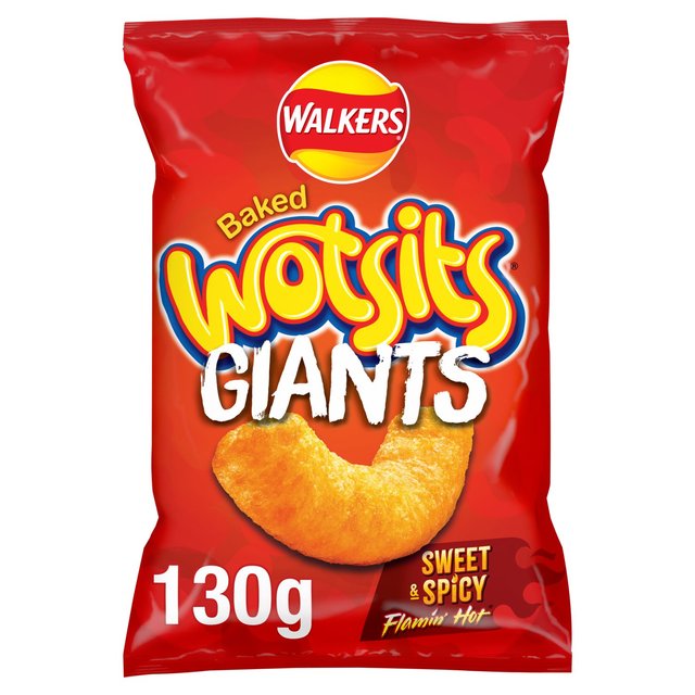 Walkers Wotsits Giants Sweet & Spicy Flamin' Hot Sharing Bag Snacks   130g GOODS M&S   