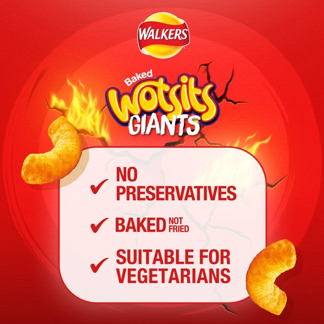 Walkers Wotsits Giants Sweet & Spicy Flamin' Hot Sharing Bag Snacks   130g