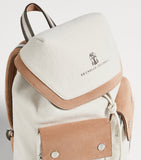 Brunello Cucinelli kids backpack with leather trims, imported from the UK