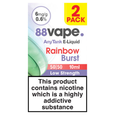 ASDA Rainbow Burst Flavoured E-Liquid 50/50 VG/PG with 0.6% Nicotine 10ml- Buy online at McGrocer