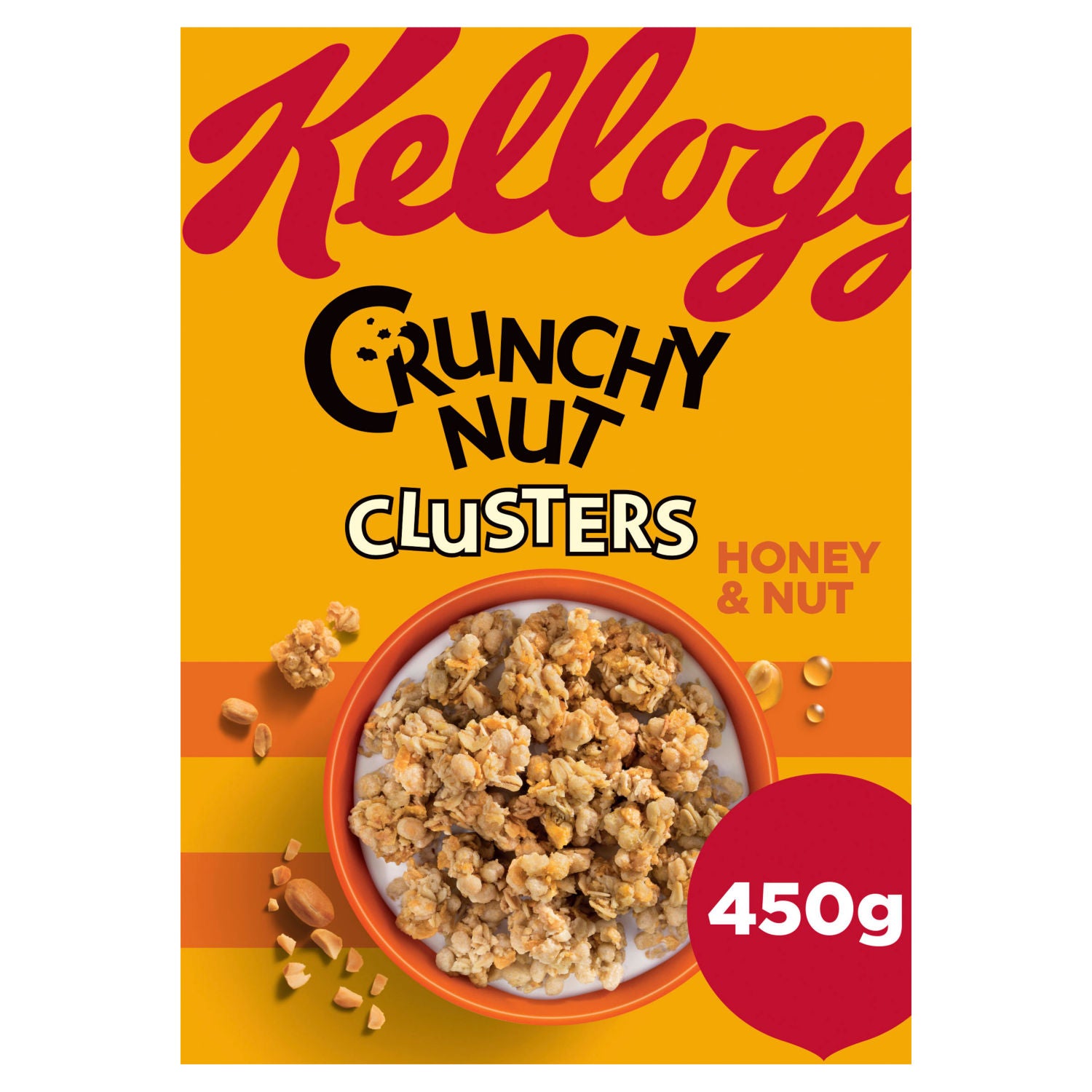 Kellogg's breakfast cereal Honey & Nut Clusters 400g, imported from the UK