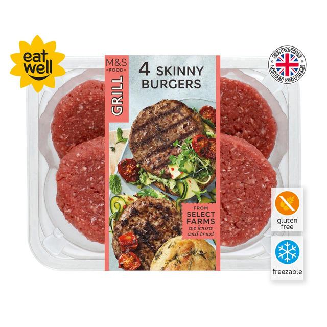 M&S Select Farms 4 British Beef Burgers 3% Fat   400g GOODS M&S   