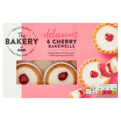 ASDA Cherry Bakewells Plum and Raspberry Jam Almond Pastry 6 Pack