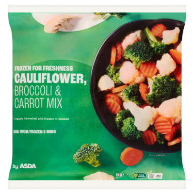 ASDA Blumenkohl Brokkoli und Karotten Mischung Tiefkühlgemüse 1kg