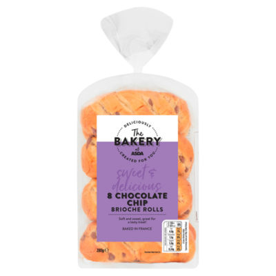 ASDA Chocolate Chip Brioche Rolls 280g (British brand)
