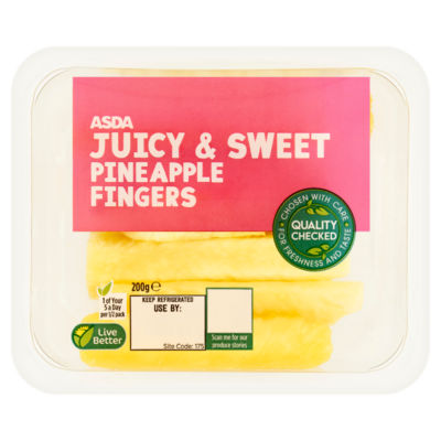 Doigts d'ananas juteux et sucrés ASDA 200g Fruits frais