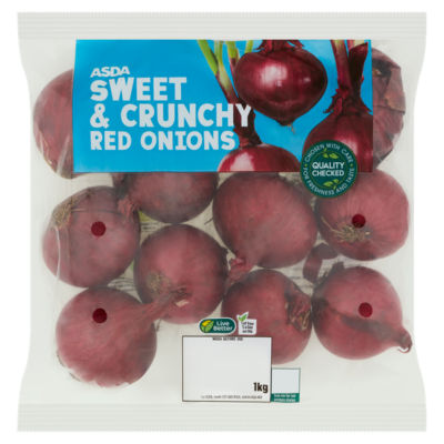 ASDA Sweet & Crunchy Red Onions Fresh Vegetable 1kg