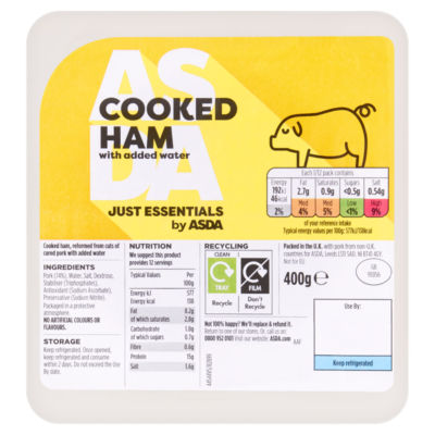 Just Essentials Jambon Cuit Avec Eau 400g Viande Réfrigérée