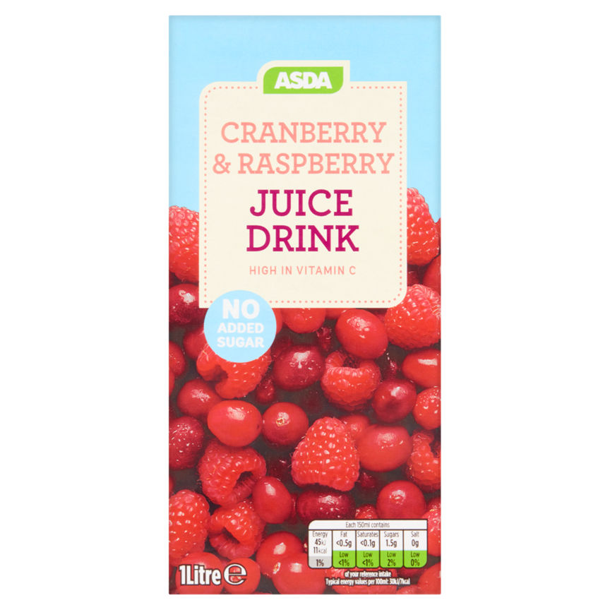 ASDA No Added Sugar Cranberry & Raspberry Juice Drink