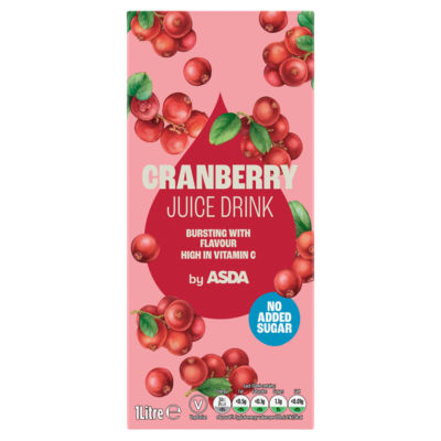 ASDA ASDA Cranberry Juice Drink No Added Sugar 1 Litre- Buy online at McGrocer