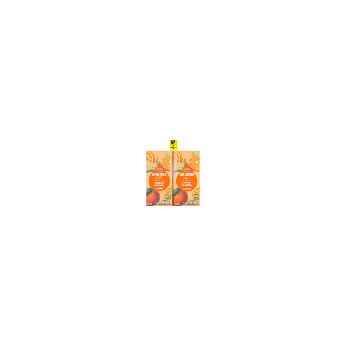 ASDA smooth orange juice from concentrate 1L 4 pack, UK version
