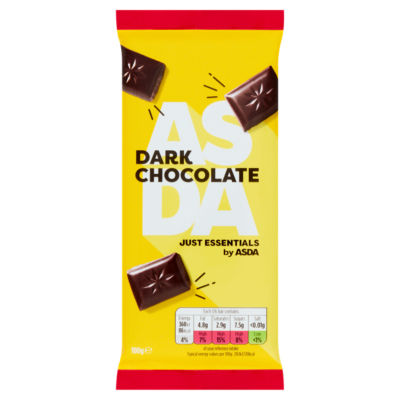 ASDA Dark Chocolate Sharing Bar 100g, UK version