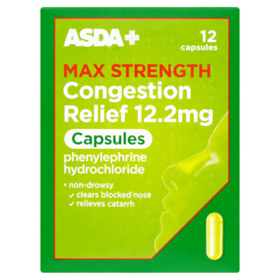 Asda Max Strength Congestion Relief Capsules 12 Count - British product