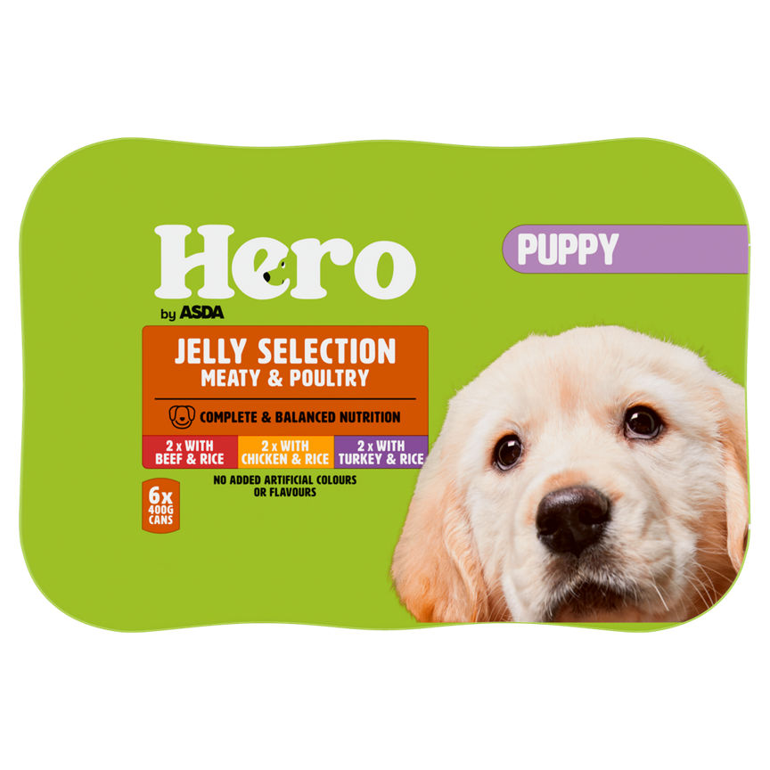 Hero by ASDA Puppy Dog Food Jelly Selection Meaty & Poultry 6 x 400g Cans GOODS ASDA   