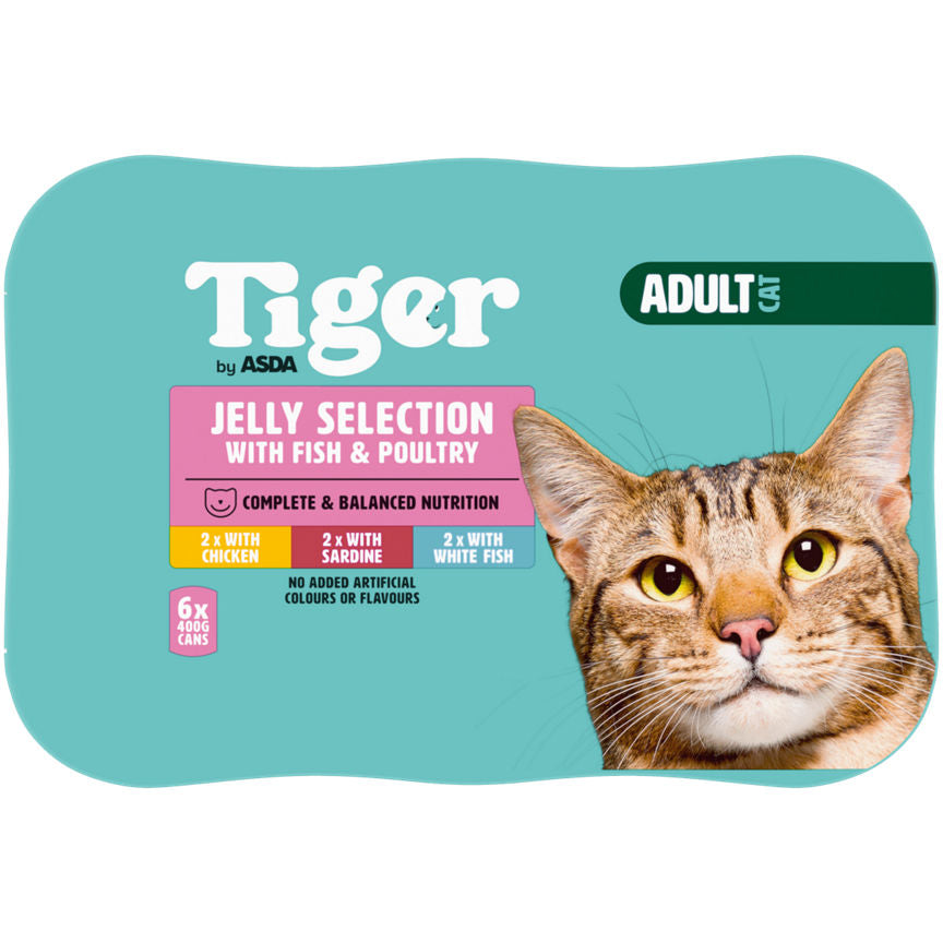 Tiger by ASDA Adult Cat Food Jelly Selection with Fish & Poultry 6 x 400g Cans GOODS ASDA   