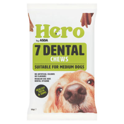 Hero by ASDA 7 Dental Chews Medium Dog Dental Treats 180g