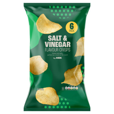 ASDA ASDA Salt & Vinegar Flavour Potato Crisps 6 x 25g Multipack- Buy online at McGrocer