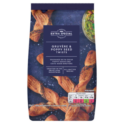 ASDA ASDA Extra Special Gruyère & Poppy Seed Savoury Twists 125g- Buy online at McGrocer