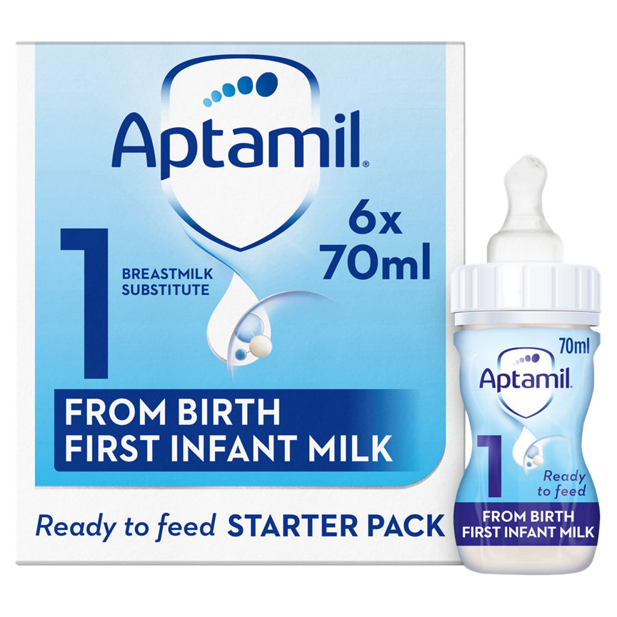 Aptamil 1 First Baby Milk Formula Liquid Starter Pack from Birth 6x70ml GOODS ASDA   