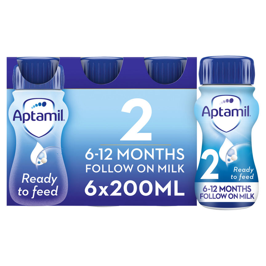 Aptamil 2 Follow On Formula Baby Milk Liquid 6-12 Months Multipack 6x GOODS ASDA   