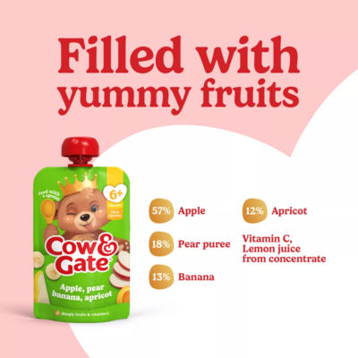 Cow & Gate Apple Pear Banana Apricot Baby Food 100g - British product