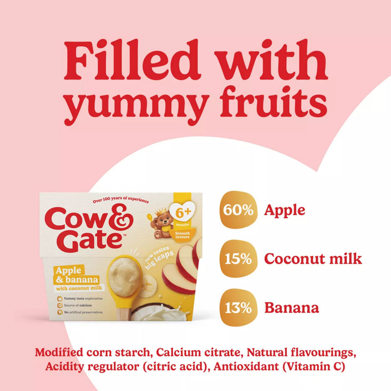 Cow & Gate apple banana baby food 4x95g - British product