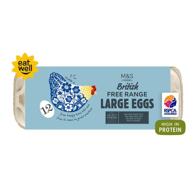 M&S Free Range Large Eggs   12 per pack