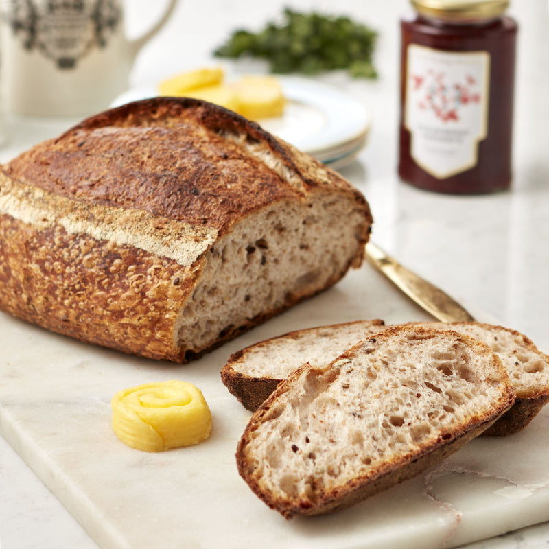 Multiseed sourdough bread 700g, naturally leavened (British brand)
