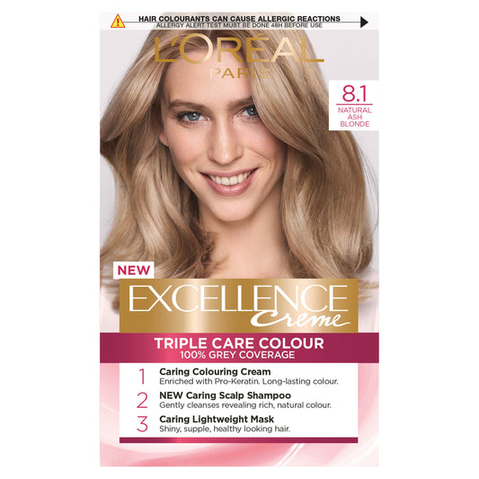 L'Oreal Paris Excellence Permanent Hair Dye Natural Ash Blonde 8.1 Beauty at home Sainsburys   