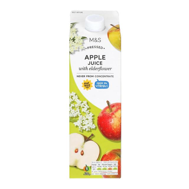 M&S Pressed Apple Juice with Elderflower   1L GOODS M&S   