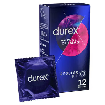 Preservativos Durex Mutual Climax Regular Fit, paquete de 12 unidades - Producto británico