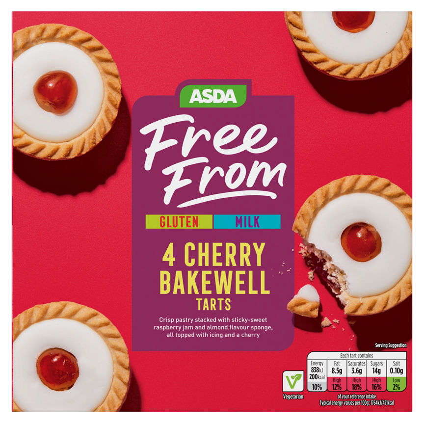 ASDA Free From 4 Cherry Bakewells Cakes GOODS ASDA   