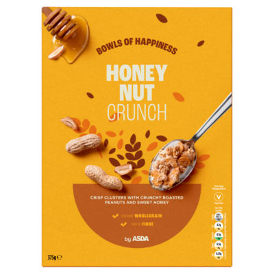 ASDA Honey Nut Crunch Oat Cornflake Cereal med Honning Peanøtter 375g
