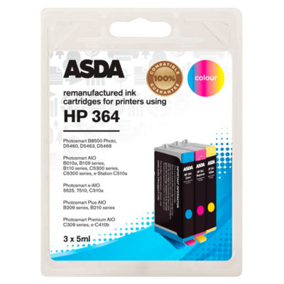 ASDA HP364 CMY Remanufactured Ink Cartridge Multi Pack