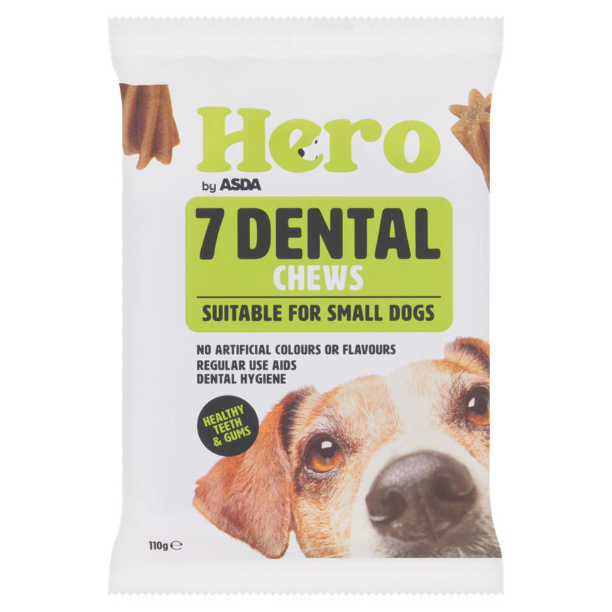 Hero by ASDA 7 Dental Chews Suitable For Small Dogs 110g GOODS ASDA   