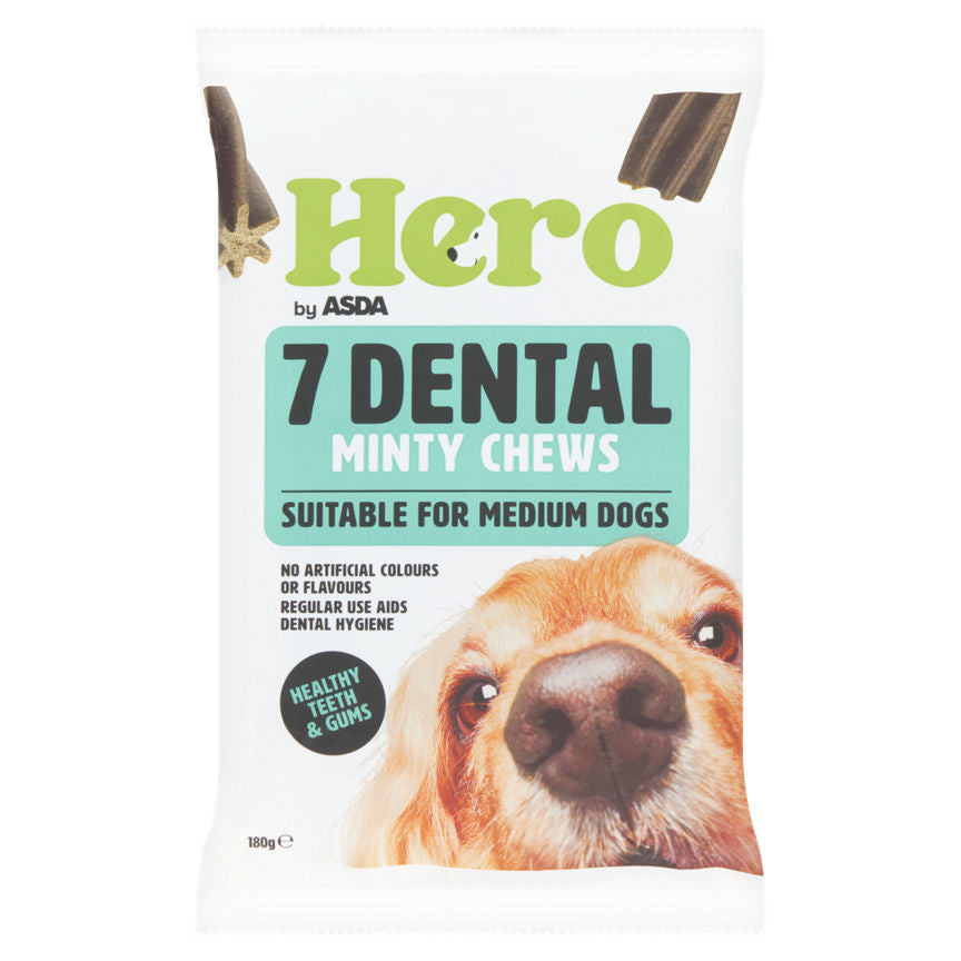 Hero by ASDA 7 Dental Minty Chews Suitable For Medium Dogs 180g GOODS ASDA   