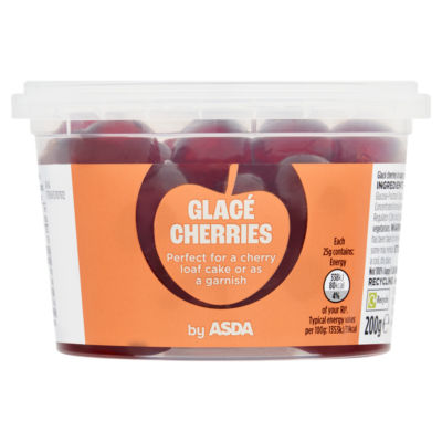 ASDA Glacé Cherries in sugar syrup packaging 200g - British product
