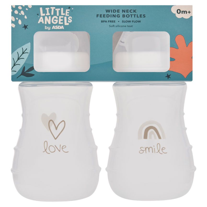 LITTLE ANGELS by ASDA Wide Neck Feeding Bottles 0m+ GOODS ASDA   