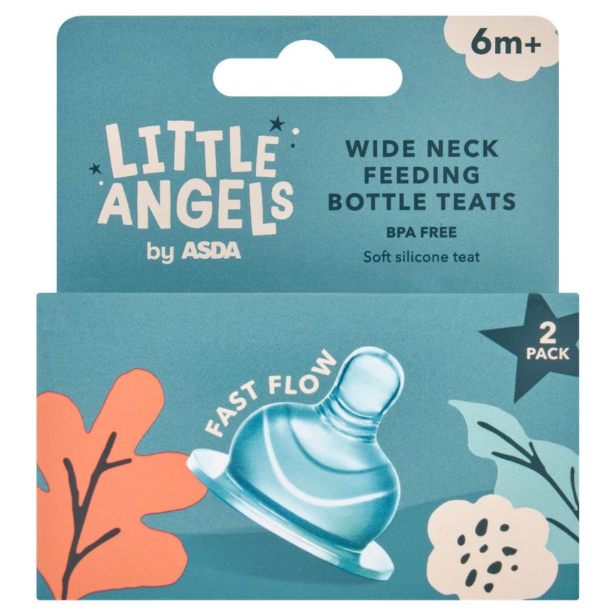 LITTLE ANGELS by ASDA Wide Neck Feeding Bottle Teats 6+ Months GOODS ASDA   