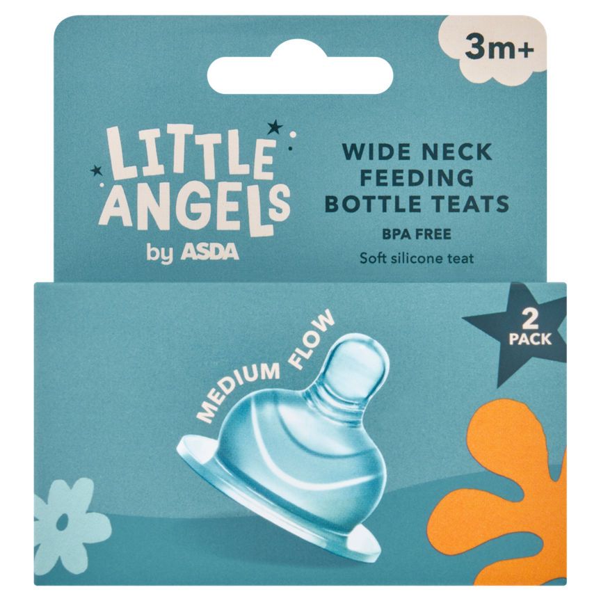 LITTLE ANGELS by ASDA Wide Neck Feeding Bottle Teats 3m+ GOODS ASDA   