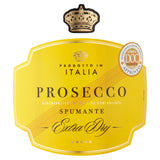 Prosecco Spumante Extra Dry 75cl, imported from the UK
