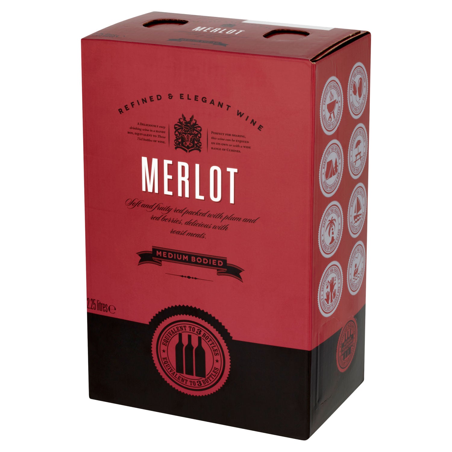 Refined Elegant Merlot red wine 2.25L box - British product