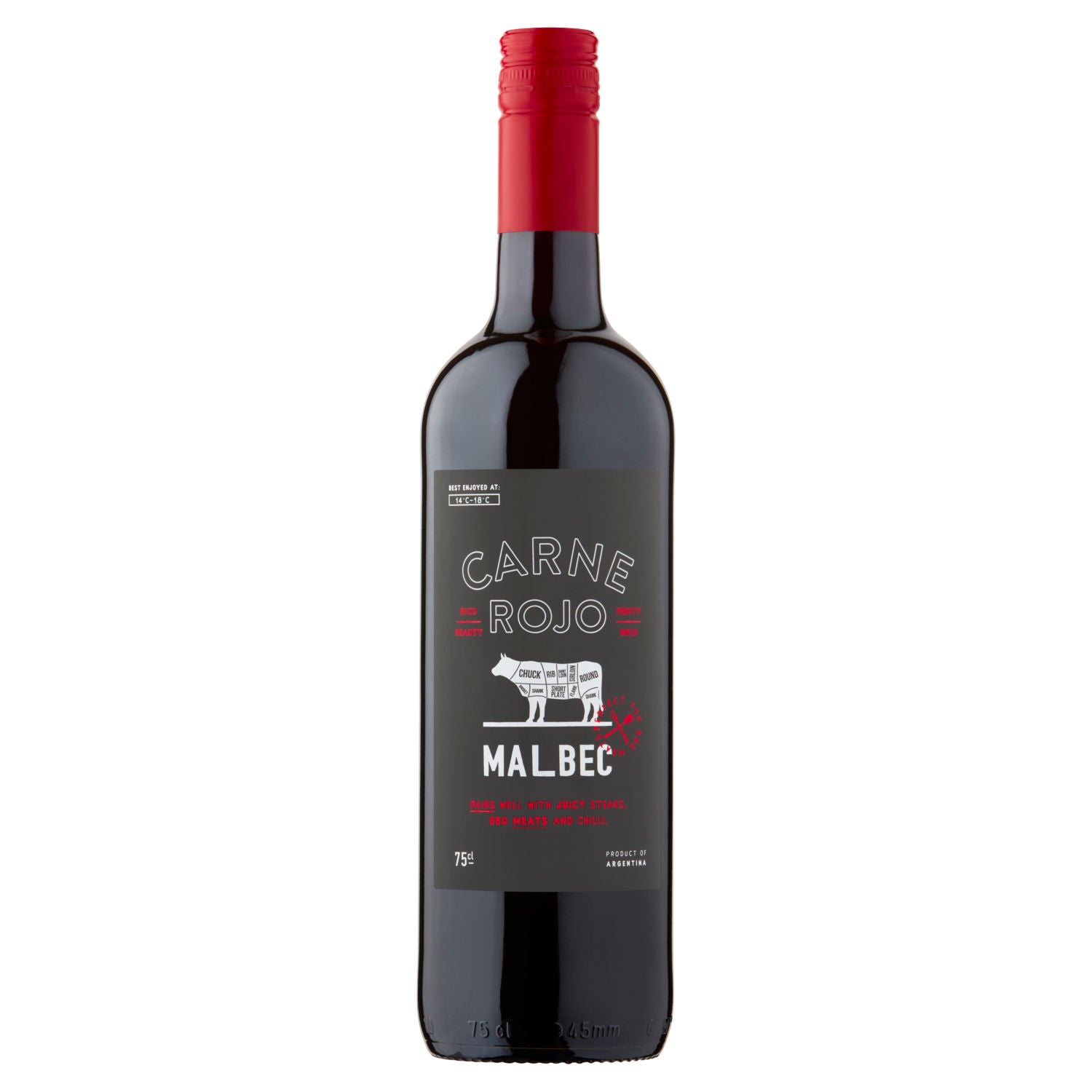 Carne Rojo Malbec red wine 75cl, imported from the UK
