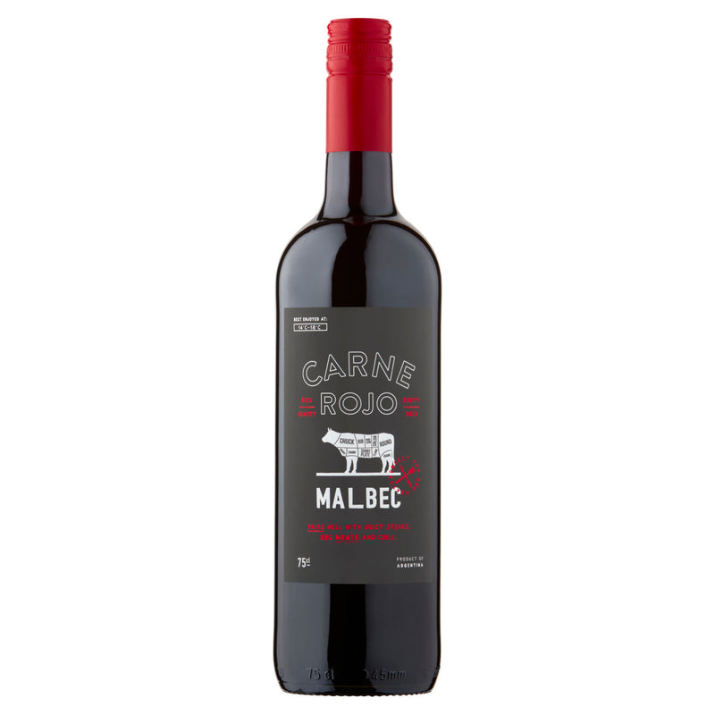 Carne Rojo Malbec red wine 75cl, imported from the UK
