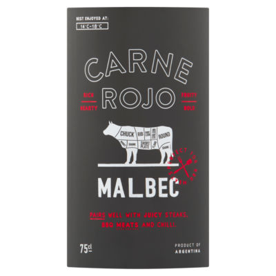 Carne Rojo Malbec red wine 75cl, imported from the UK