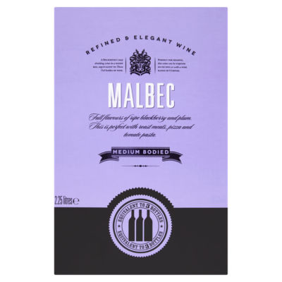 Boxed Malbec red wine 2.25 litres, imported from the UK