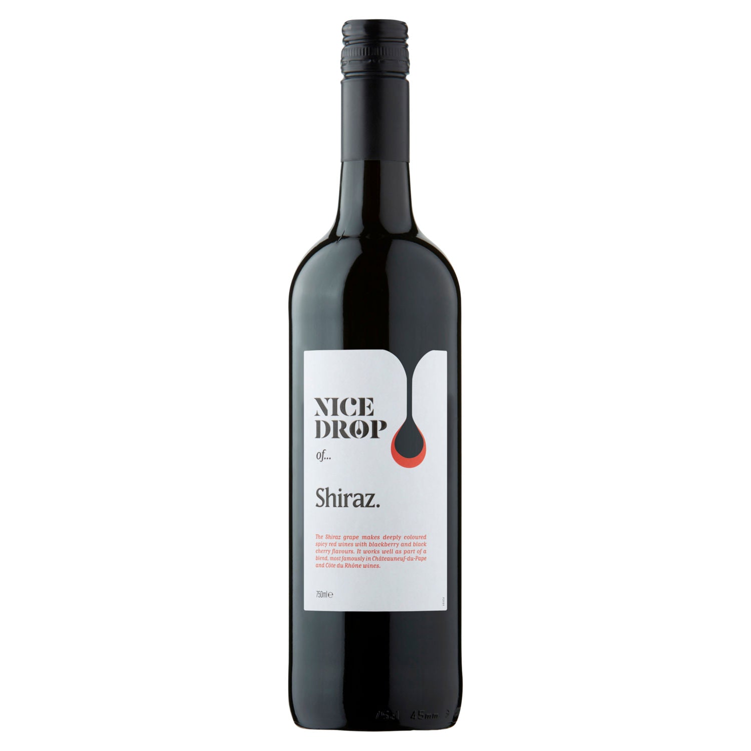 Nice Drop Shiraz red wine 75cl bottle, imported from the UK