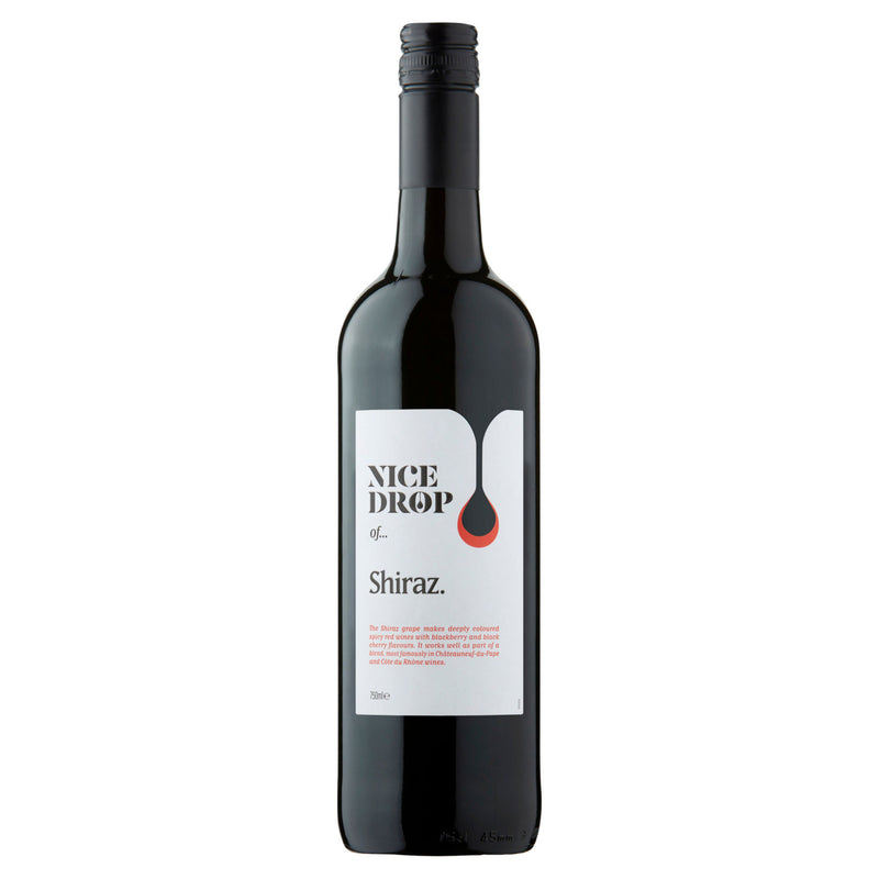 Nice Drop Shiraz red wine 75cl bottle, imported from the UK
