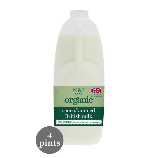 M&S Organic Semi-Skimmed Milk 4 Pints   2.272L GOODS M&S   