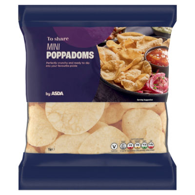 ASDA To Share Mini Poppadoms 75g Snack - Britisches Produkt